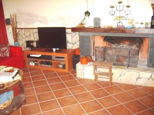 a living room with a tv and a fireplace at Grappoloduva B&B in Solopaca