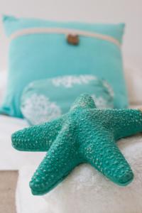 a green starfish laying on top of a bed at Anchor Guesthouse in Secunda