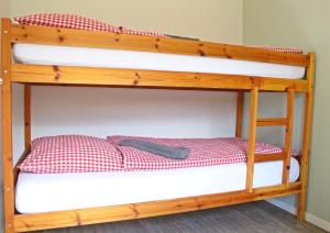 a couple of bunk beds in a room at Ferienhof Friedenshof Hafer in Vollerwiek