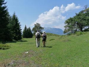two people walking on a grassy hill at Ulli 1 in Zell am See