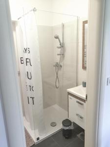 a bathroom with a shower and a sink at Apartment Gabi in Umag