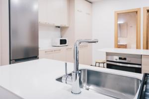 een keuken met een wastafel en een kraan bij Amalur apartment by People Rentals in Bilbao