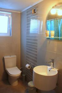 un bagno con un water bianco e un lavandino di Chania City Home a Chania Altre 8 foto