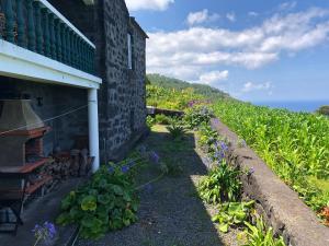 a house with a garden next to a building at Casa de Lá in Prainha de Cima