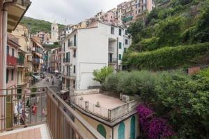 widok z balkonu miasta z budynkami w obiekcie Ca' de Capun w mieście Manarola