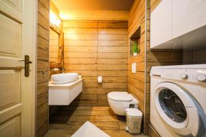 a bathroom with a toilet and a washing machine at Holiday house Ivana, Zadar, Vinjerac in Vinjerac +67 photos