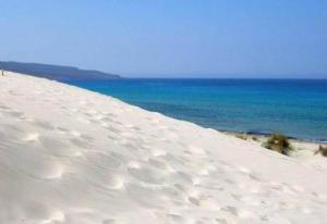 a sandy beach with the ocean in the background at nonna assunta in Teulada +3 photos