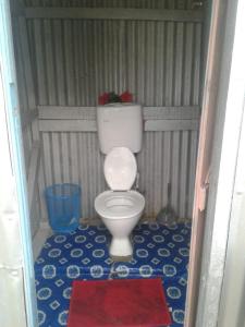 Nacula Island的住宿－Malakati Village Beach House，一间小浴室,在牢房里设有厕所