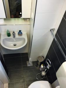 Un baño pequeño con lavabo e inodoro. en Old Town Garden Room, en Dubrovnik