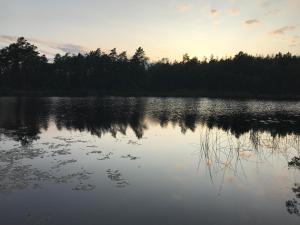 Blick auf einen See bei Sonnenuntergang in der Unterkunft Täppans B&B in Ålberga