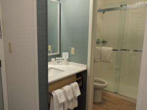 a bathroom with a sink and a shower and a toilet at The Inn at Longwood Medical in Boston