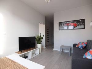 Televízia a/alebo spoločenská miestnosť v ubytovaní Airport Residence Blue