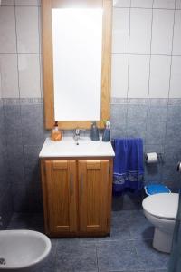 uma casa de banho com um lavatório e um WC em Retiro dos Cabritos em São Mateus