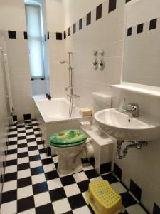 łazienka z toaletą i umywalką w obiekcie Wohnung 15 w Berlinie