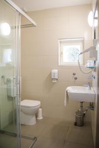 a bathroom with a toilet and a sink at Villa Andor in Ankaran