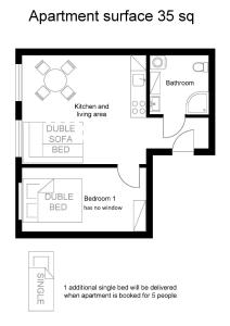 plan piętra małego apartamentu z: w obiekcie Trendy Apartment Kochanowskiego Street w Krakowie