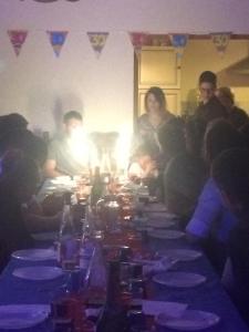 a group of people sitting around a long table at Self Catering for large groups, friends/families in Romagny