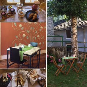 a collage of photos with a table and a tree at Ca’d’ambra in Groscavallo
