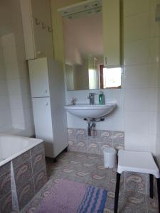 a bathroom with a sink and a mirror at HEDRA in Zambratija