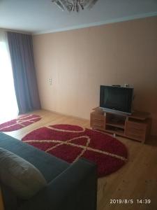 1 dormitorio con 2 camas y TV de pantalla plana en Apartment on Danyla Galytskogo 8A, en Morshyn