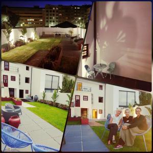 a group of three pictures of a house at Casa Jardim in Porto