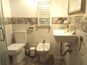 een badkamer met een toilet en een wastafel bij Crown of Karolina in Braşov