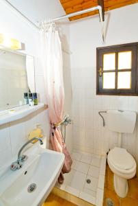 a bathroom with a sink and a toilet at Marianthi Studios in Lassi