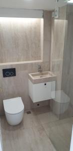 a bathroom with a toilet and a sink at Metropolis 1 in Sarajevo