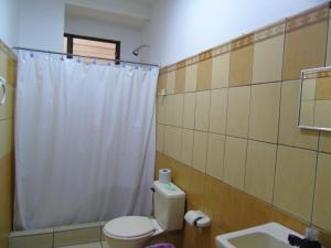 ein Badezimmer mit Toilette und Waschbecken in der Unterkunft Hotel Quinta Avenida in San José + 37 Fotos