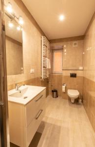 a bathroom with a sink and a toilet at Apartamenty ZYGFRYD 28C/3/1 in Bystrzyca Kłodzka