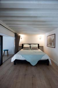 a bedroom with a large bed in a room at Le Ferratière - Moderne industriel du Vieux Lyon in Lyon