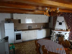 Kuchyň nebo kuchyňský kout v ubytování Chata Kamberk