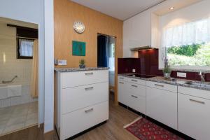 Η κουζίνα ή μικρή κουζίνα στο Zuhause in den Alpen Ihre Ferienwohnung mit Hallenbad und Sauna
