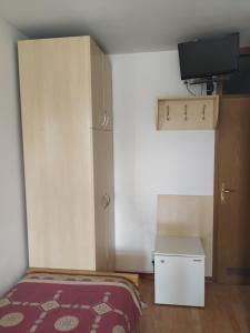 Kleines Zimmer mit einem Bett und einem TV in der Unterkunft Accomodation Pertout in Nova Gorica