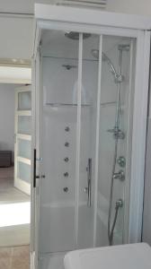 a shower with a glass door in a bathroom at Ca' dei Mille in Iseo