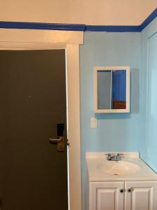 a bathroom with a sink and a mirror at Page Hotel in San Francisco
