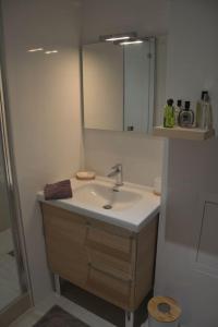a bathroom with a sink and a mirror at Burdigala Homes - Appart de Lalande in Bordeaux