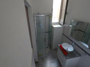 e bagno con doccia, servizi igienici e lavandino. di Irene's House a Torino