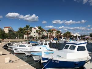 a bunch of boats are docked in a harbor at Apartman Sena in Vodice