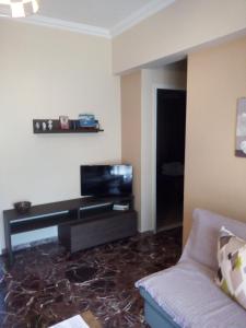 Televízia a/alebo spoločenská miestnosť v ubytovaní Luxurious Apartment Katakolo Beach