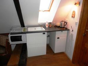 Kuchyňa alebo kuchynka v ubytovaní Apartmány U sv. Floriána
