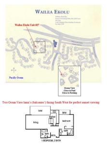 Načrt razporeditve prostorov v nastanitvi Wailea Ekolu #607