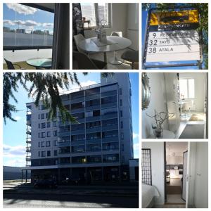 a collage of photos of a building with a window at Vinkkeli in Tampere
