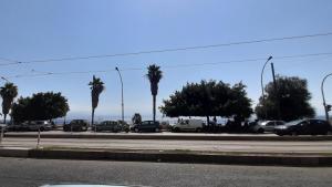 een groep auto's geparkeerd op een parkeerplaats met palmbomen bij Locazione Turistica dello Stretto in Messina