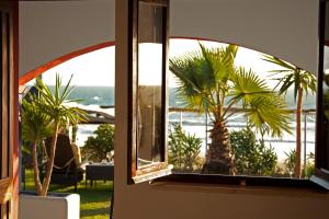 una ventana abierta con vistas a una palmera en Arte Vida en Tarifa