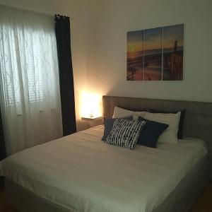 a bed with two pillows and a window in a room at Apartment Antonija in Povile