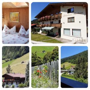 a collage of four pictures of a house at Gästehaus Lackner in Oberau