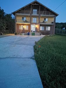 a house with a driveway in front of it at Pensiunea Alex & Andry in Cordun