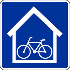 a blue sign with a bike in a house at Hotel De l'Europe in Meyrueis