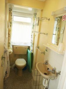 a small bathroom with a toilet and a sink at The Berkswell in Blackpool